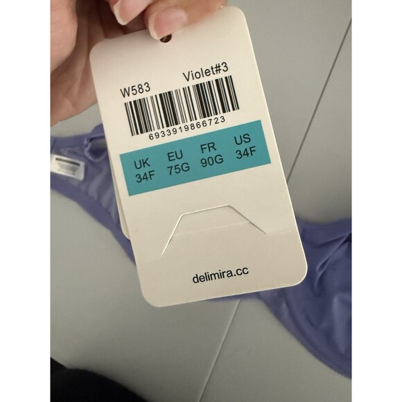 Delimira Minimizer Support Bra 34F Lined Smoothing Underwire Lilac Womens New - Picture 6 of 7